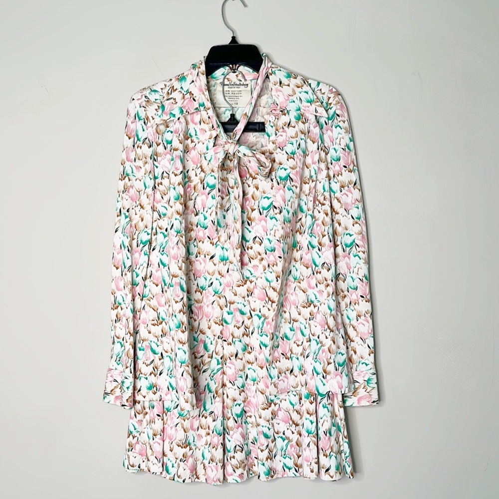 VINTAGE Diane Von Furstenberg Italy Skirt Blouse Set floral women size 12